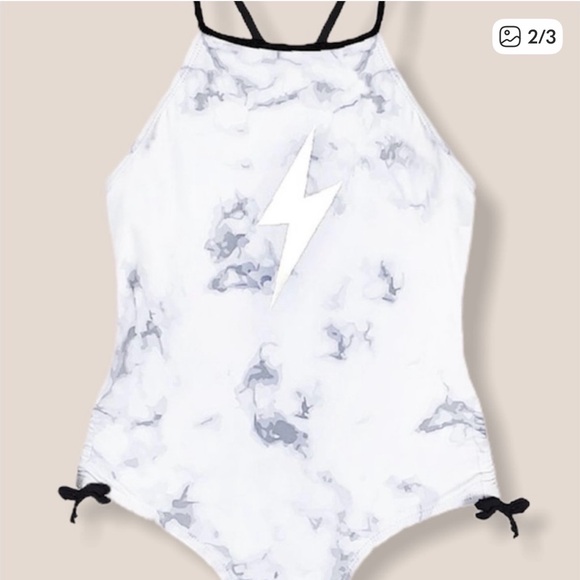 Limeapple Other - Limeapple White and Gray Kids Swim One Piece